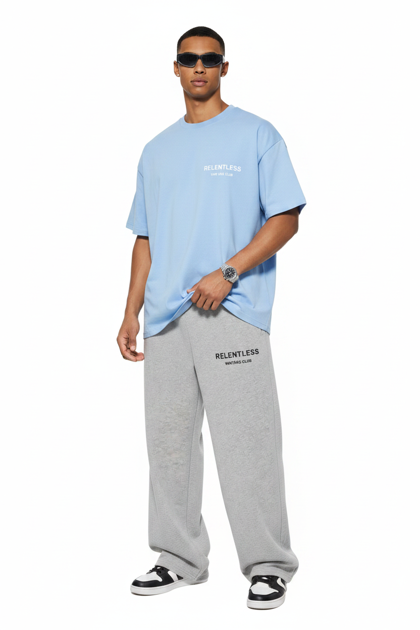 Relentless Club Sky Blue Tee & Grey Marl Sweats