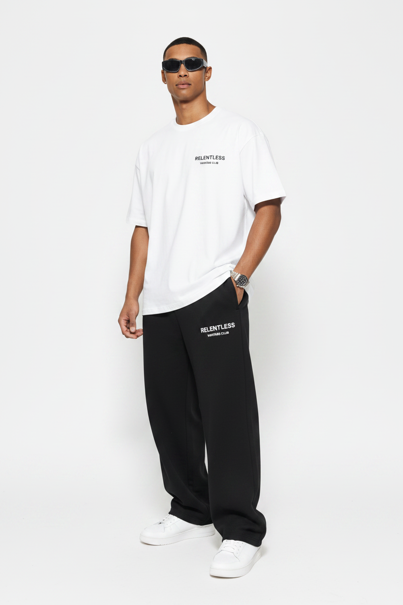 Relentless Club White Tee & Black Sweats